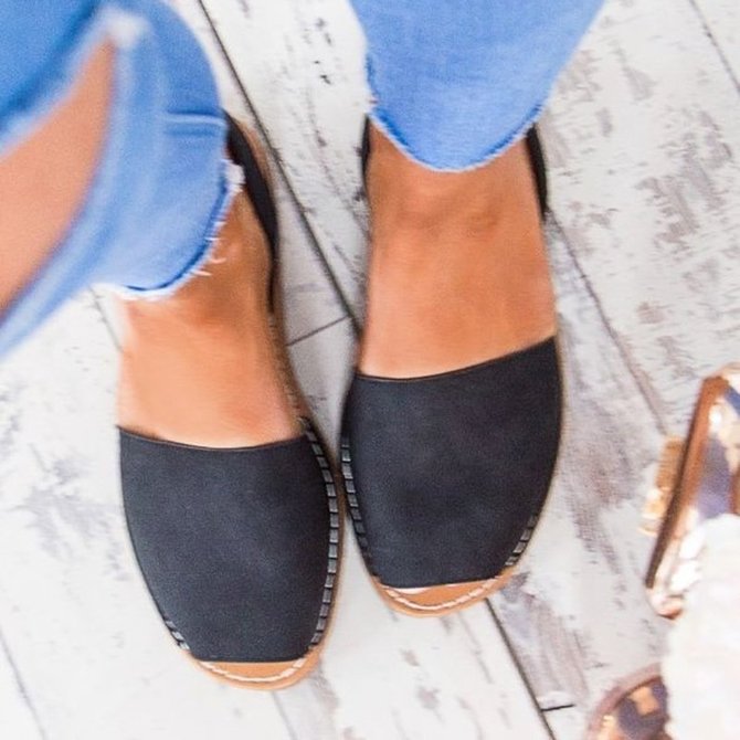 JFN  Summer Women Flip FlopArtificial Suede Peep Plus Size Toe Slip on Sandals